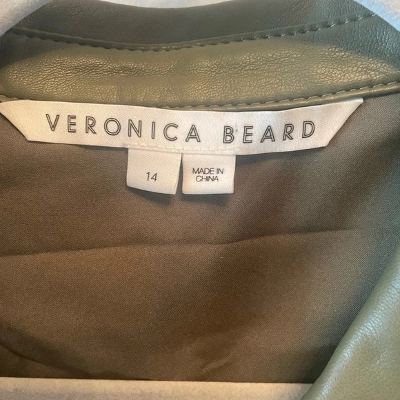 - Veronica Beard Ameeta Dress in Stone Army- faux leather size 14 - Picture 8 of 16